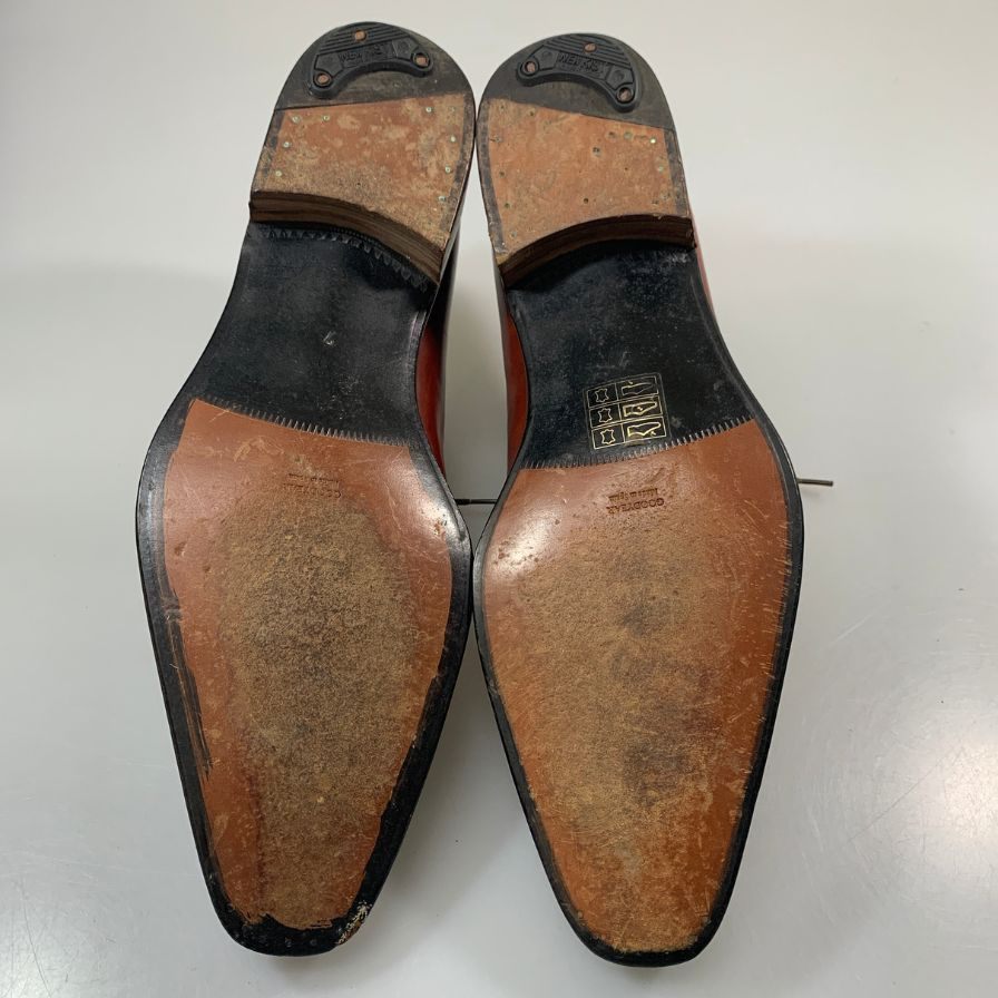 メルミン レザーシューズ カーフレザー プレーントゥ ボルドー サイズ7 MEERMIN 約25.5cm【AFD6】