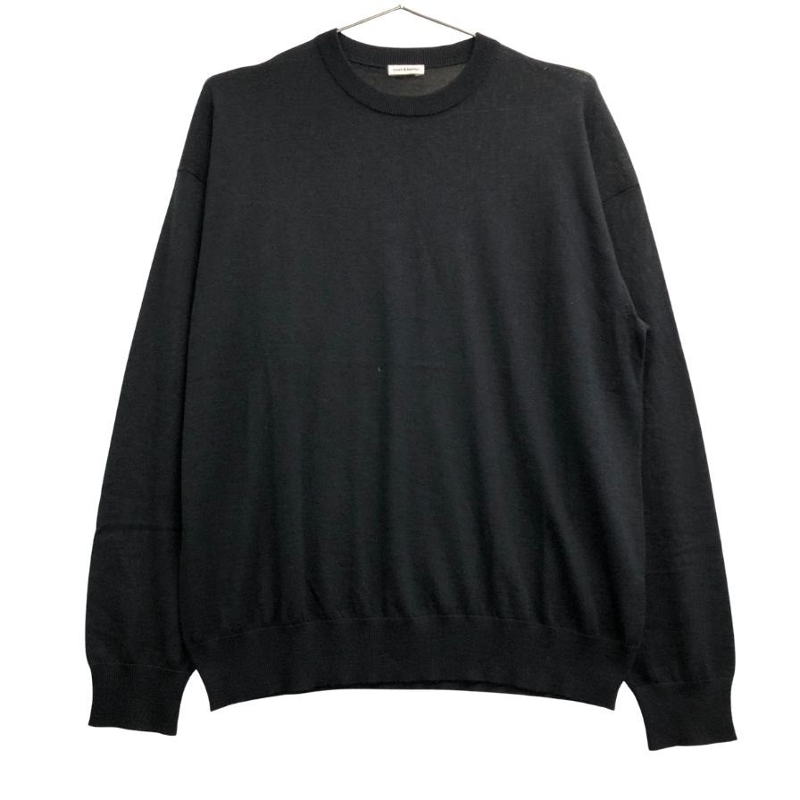 新品同様◆キャッシュ＆バルバ カーディガン ウーステッドカシミヤ 150 ブラック メンズ サイズ2 IMWSW001 Cash&Barba 【AFB17】