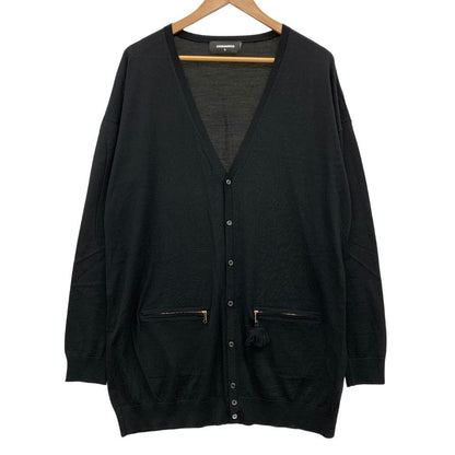 極美品◆ディースクエアード ロング丈トップス カーディガン ゴールドジップ レディース サイズS ブラック Dsquared2 【AFB14】