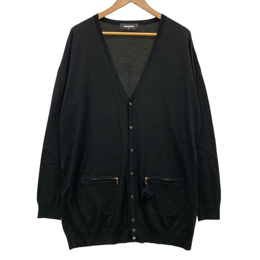 極美品◆ディースクエアード ロング丈トップス カーディガン ゴールドジップ レディース サイズS ブラック Dsquared2 【AFB14】
