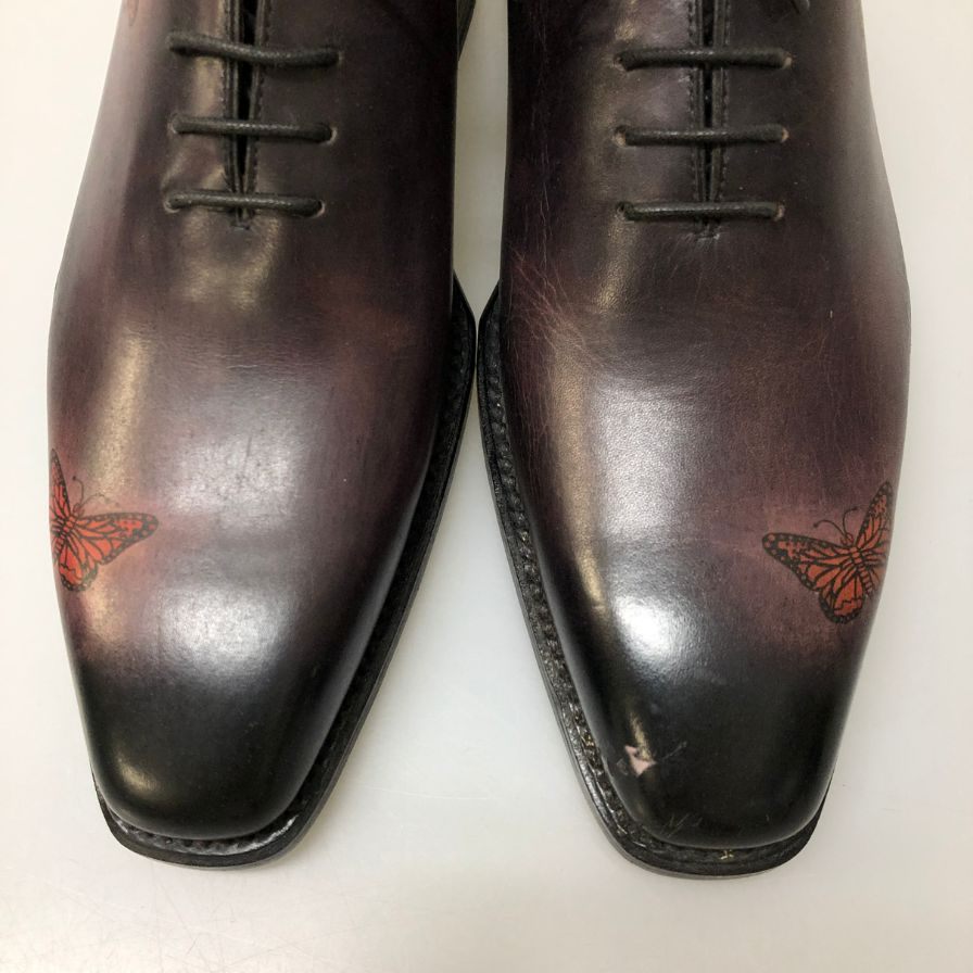ベルルッティ カーフ レザーシューズ バタフライデザイン シュプリームハンドメイド メンズ サイズ7 パープル系 Berluti SUPREME HAND MADE 約26.0cm【AFD2】