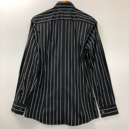 美品◆ドルチェ&ガッバーナ 長袖ストライプシャツ ブラック コットン メンズ サイズ37 DOLCE&GABBANA 【AFB5】