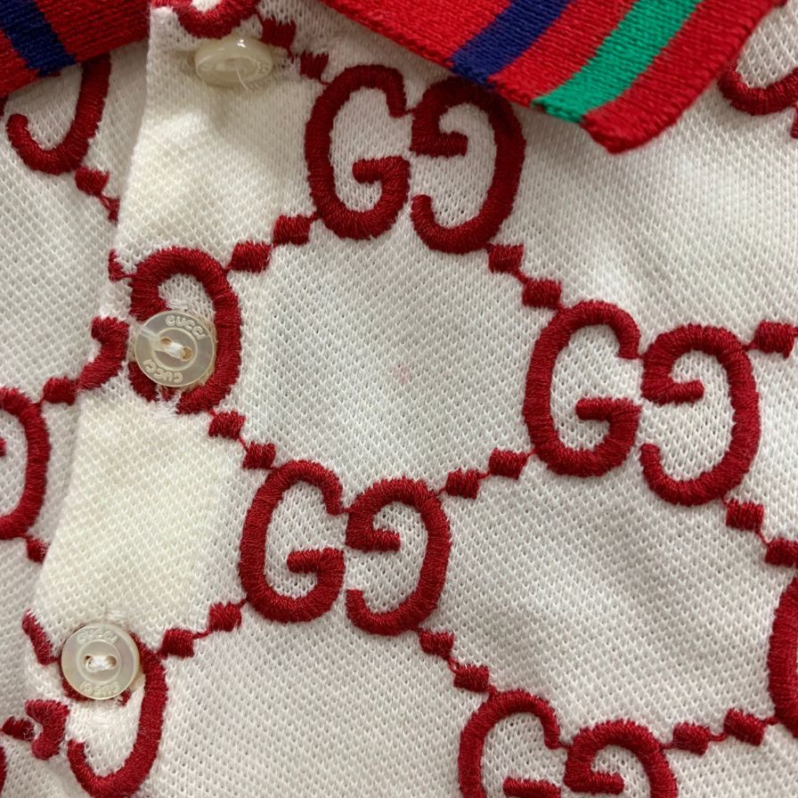 美品◇グッチ ポロシャツ GG柄 コットン ホワイト キッズ サイズ 美品◇グッチ ポロシャツ GG柄 コットン ホワイト キッズ サイズ
