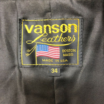 美品◆バンソン チームジャケット パッチ付 レザー MADE IN USA メンズ サイズ34 ブルー×ホワイト vanson 【AFF22】