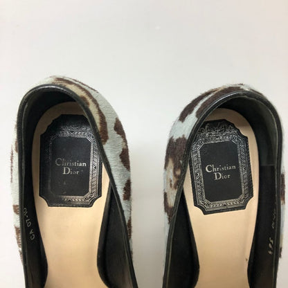クリスチャン ディオール パンプス レオパード柄 ハイヒール ポニー ファー サイズ36.5 レディース ブルー系 Christian Dior 約23.5cm【AFC45】