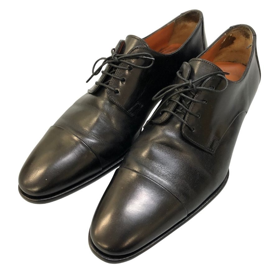 サントーニ ストレートチップ ブラック カーフ サイズUK7.5 santoni 約26.5cm【AFC33】
