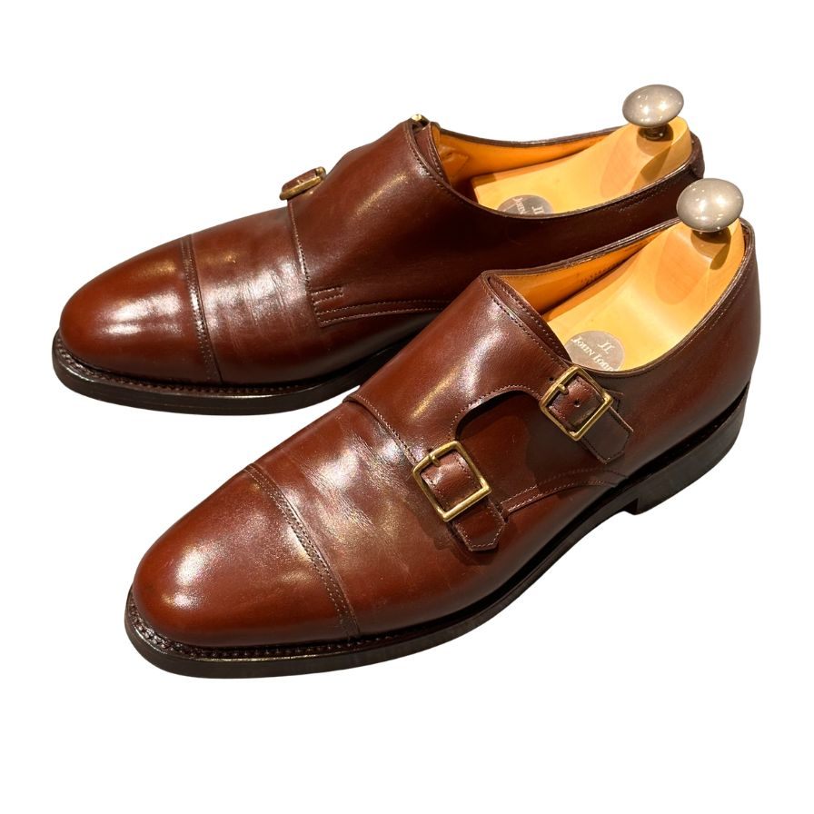 ジョンロブ レザーシューズ ウィリアム ダブルモンク カーフ 9795Rラスト サイズUK6E メンズ ブラウン JOHN LOBB ビジネスシューズ 約24.5cm【LA】【中古】