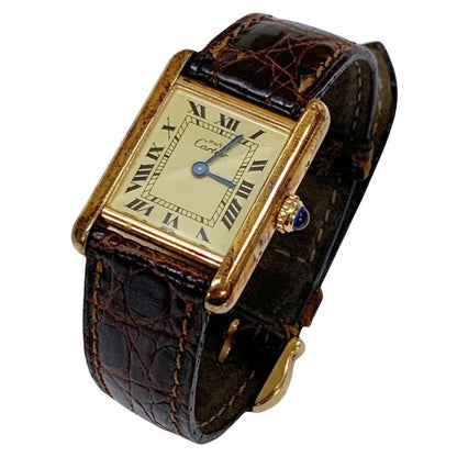 カルティエ 腕時計 マストタンク ヴェルメイユ 925刻印 白文字盤 不動品 Cartier【AFI4】