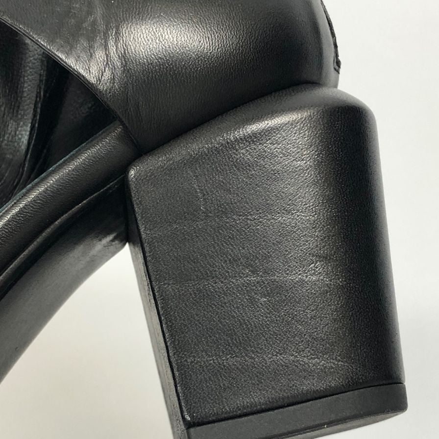 エレナ イアチ レザーサンダル ブラック バックジップ レディース サイズ36 ELENA IACHI 約22.5cm【AFC41】