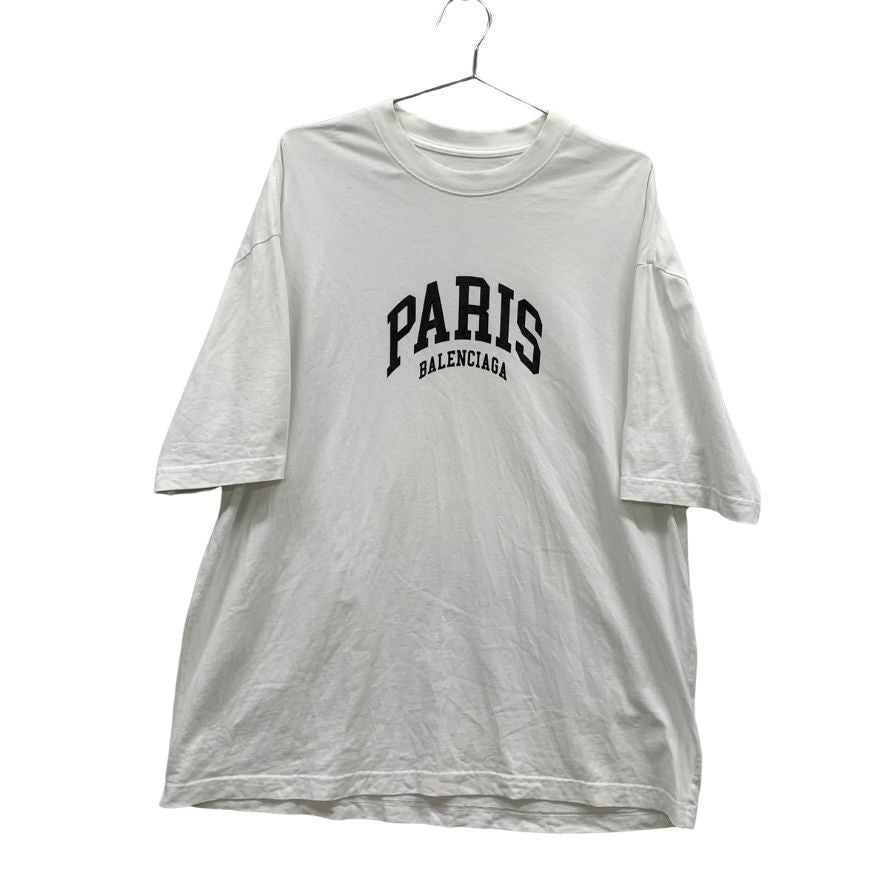 中古◆バレンシアガ Tシャツ PARISロゴ 612966 コットン ホワイト サイズL メンズ BALENCIAGA 【AFA14】