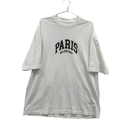 中古◆バレンシアガ Tシャツ PARISロゴ 612966 コットン ホワイト サイズL メンズ BALENCIAGA 【AFA14】