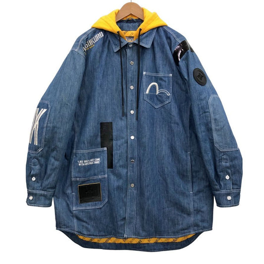 美品◆エヴィス デニムジャケット 中綿 ブルー 裏地ロゴ メンズ サイズXXL EVISU 【AFB56】