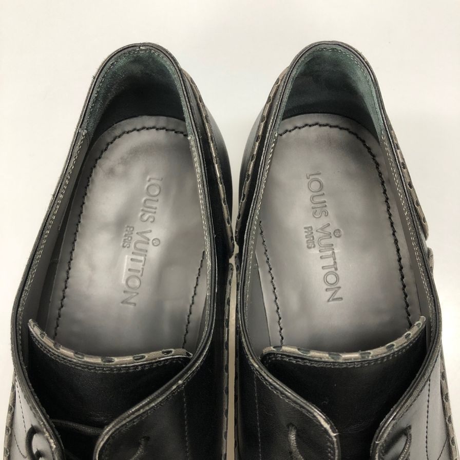 ルイヴィトン レザーシューズ ダービー 外羽根 メンズ サイズ8.5 Ｍ ブラック LOUIS VUITTON 約27.0cm【AFD9-2】