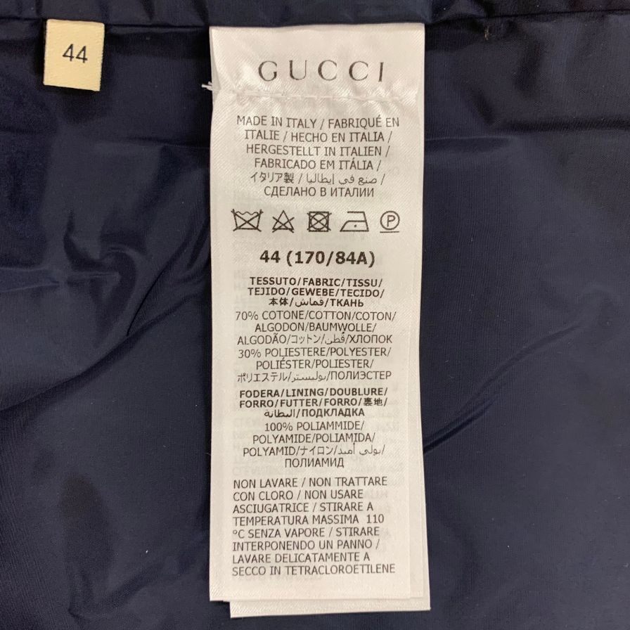 極美品◆グッチ ジャケット 694139 GG コットン ポリエステル メンズ サイズ44 ネイビー GUCCI 【AFA9】