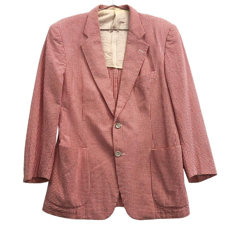 美品◆チェルッティ1881 2つボタン ジャケット チェック柄 コットン メンズ サイズ50 レッド CERRUTI1881 【AFA15】