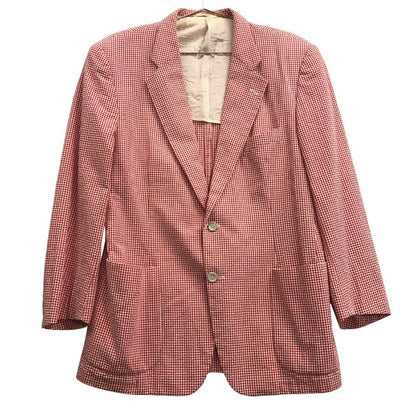美品◆チェルッティ1881 2つボタン ジャケット チェック柄 コットン メンズ サイズ50 レッド CERRUTI1881 【AFA15】