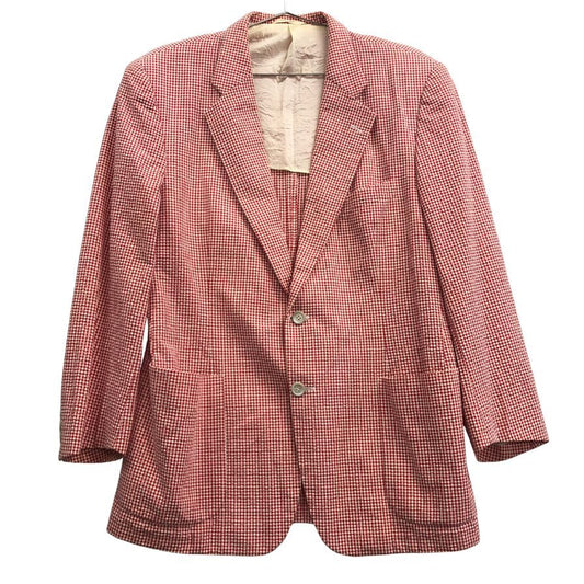 美品◆チェルッティ1881 2つボタン ジャケット チェック柄 コットン メンズ サイズ50 レッド CERRUTI1881 【AFA15】