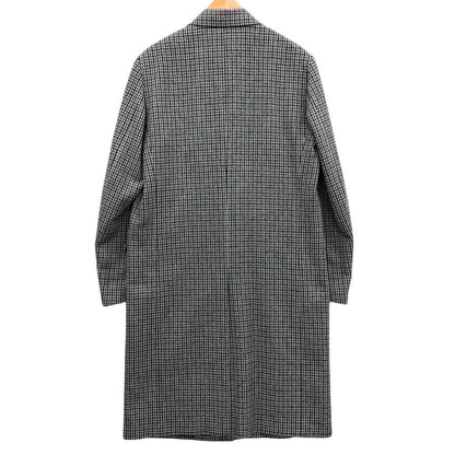 極美品◆ダンヒル ロンドン メンズ チェスターコート ウール100% イタリア製  グレー チェック サイズ52 dunhill london 【AFB42】