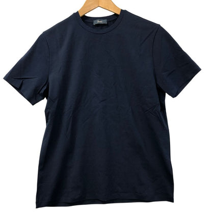 美品◆ヘルノ クルーネック コットン シャツ メンズ サイズ 44 ネイビー HERNO 【AFB38】