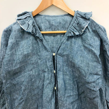 中古◆ジャーナルスタンダード ラックス リネン フリルシャツ レディース サイズ不明 ブルー  journal standard luxe 【AFB41】