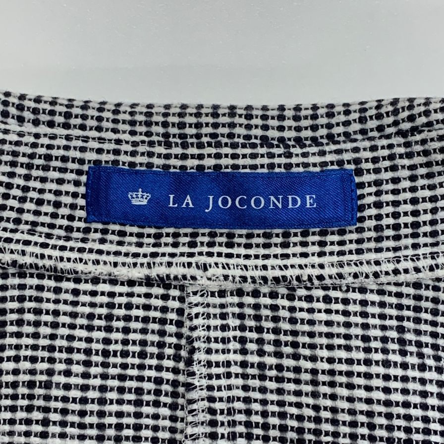 美品◆ラ ジョコンダ ショート丈 1Bジャケット 日本製 ラピーヌ社 レディース サイズ38 ブラック×ホワイト LA JOCONDE 【AFB42】