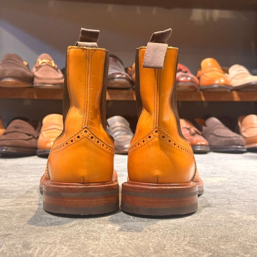 トリッカーズ ヘンリー サイドゴアブーツ ウイングチップ カーフ エイコンアンティーク サイズUK8.5 メンズ Tricker's ブーツ 約27.0cm【LA】【中古】