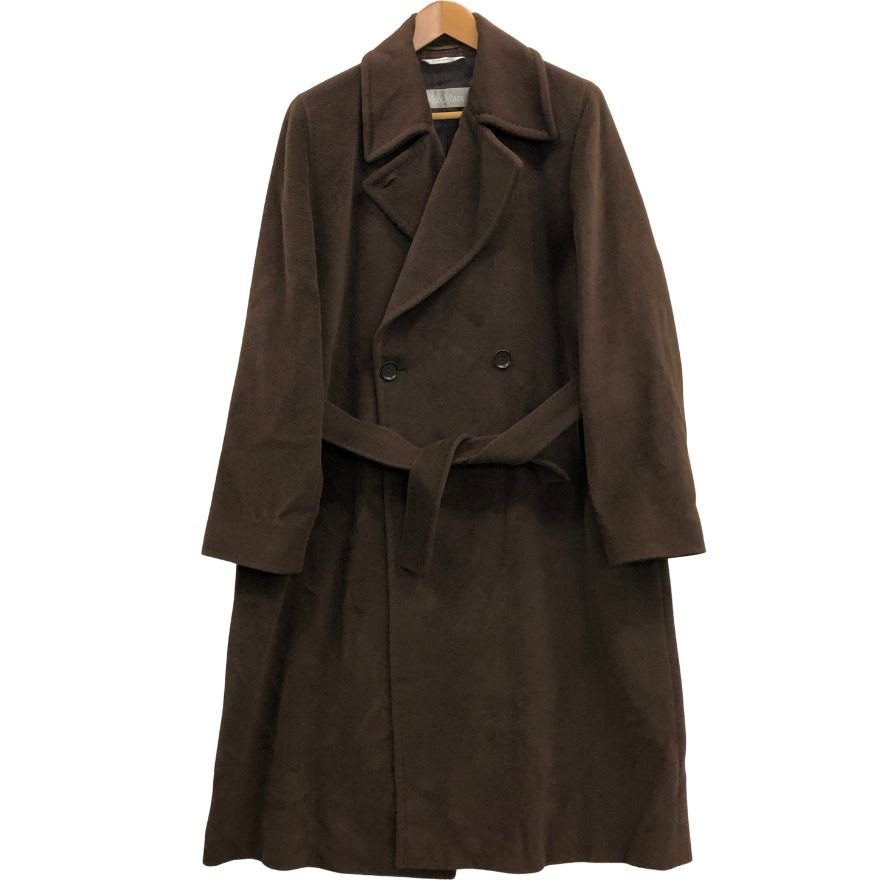 美品◆マックスマーラ チェスターコート アンゴラ ウール ロング丈 ブラウン レディース サイズ42 MaxMara 【AFA12】