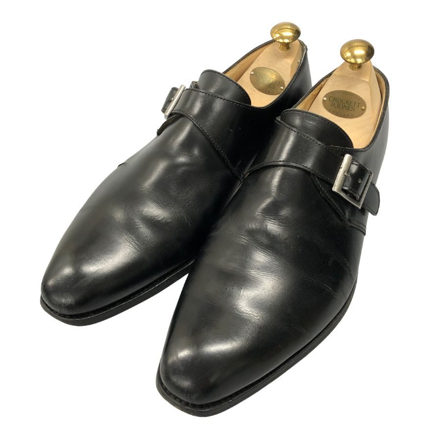 クロケット&ジョーンズ レザーシューズ シングルモンク モンクトン ブラック メンズ サイズ6.5 CROCKETT&JONES MONKTON ビジネスシューズ 約25.0cm【LA】【中古】
