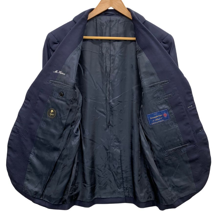 ノーブランド スーツセット 2Bジャケット センターベント ゼニア生地 ネイビー メンズ ErmenegildoZegna 15milmil15【AFB27】
