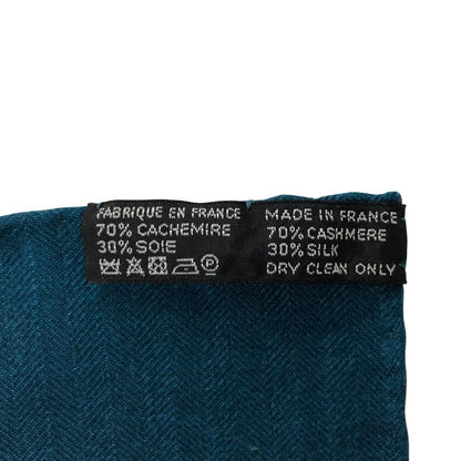 エルメス ストール カレジェアン 140 LA PROMENADE DU MATIN 朝の散歩 カシミヤ×シルク ブルーグリーン レディース HERMES【AFI29】