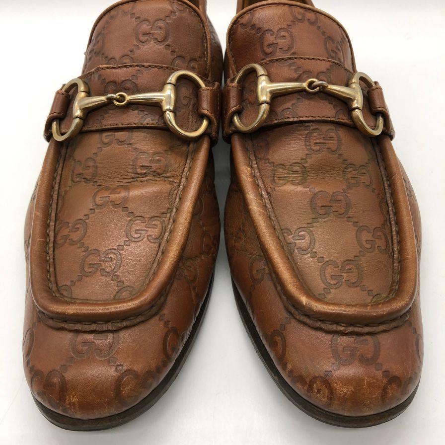グッチ GG柄 ローファー メンズ ブラウン サイズ38.5 GUCCI 約25.5cm【AFC47】