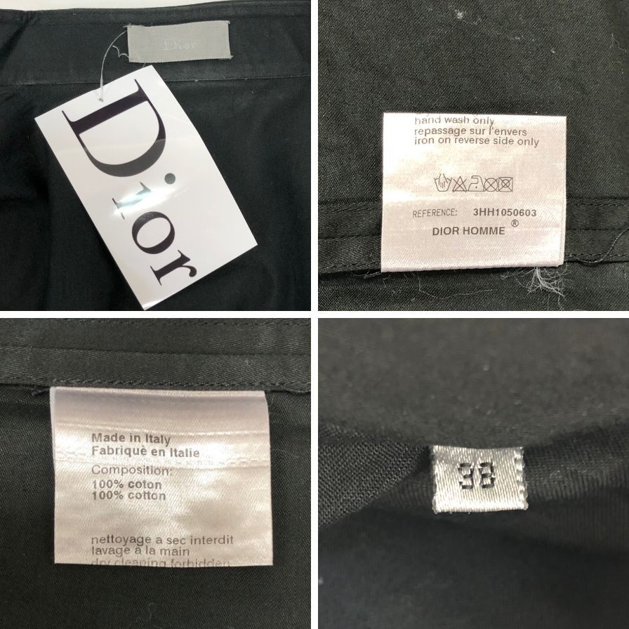 美品◆ディオール オム  シャツ ペイント ブラック メンズ サイズ 38ディオール オムDIOR HOMME 【AFB36】