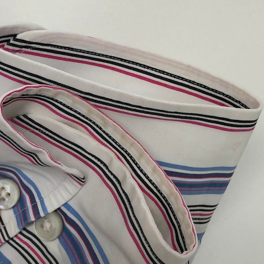 中古◆ポロ ラルフローレン ボタンダウンシャツ 90S クラシックフィット ストライプ マルチカラー メンズ サイズM Polo Ralph Lauren 【AFB5】