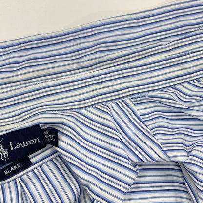中古◆ラルフローレン 90S ストライプシャツ ブルー系 メンズ サイズL RALPH LAUREN 【AFB10】