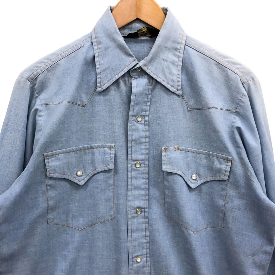美品◆シアーズ 70S 三角タグ シャンブレーシャツ ブルー系 メンズ サイズ15.5 Sears 【AFB9】