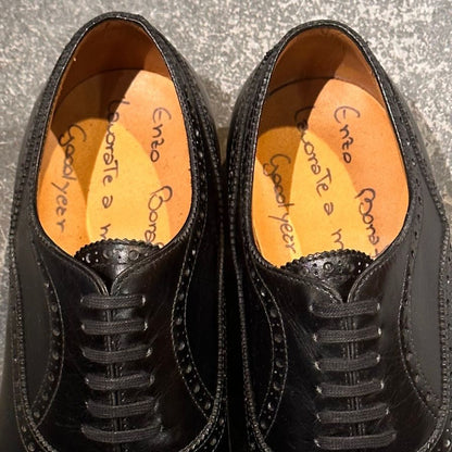 エンツォボナフェ セミブローグ カーフ ブラック サイズUK5.5 Enzo Bonafe ビジネスシューズ 約24.0cm【LA】【中古】
