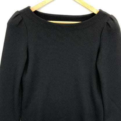 美品◆フォクシー ニット トップス 袖プリーツ ウール100% 37124 レディース サイス38 ブラック×ホワイト FOXEY 【AFB4】