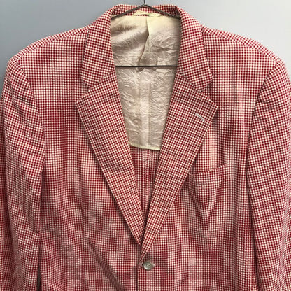 美品◆チェルッティ1881 2つボタン ジャケット チェック柄 コットン メンズ サイズ50 レッド CERRUTI1881 【AFA15】