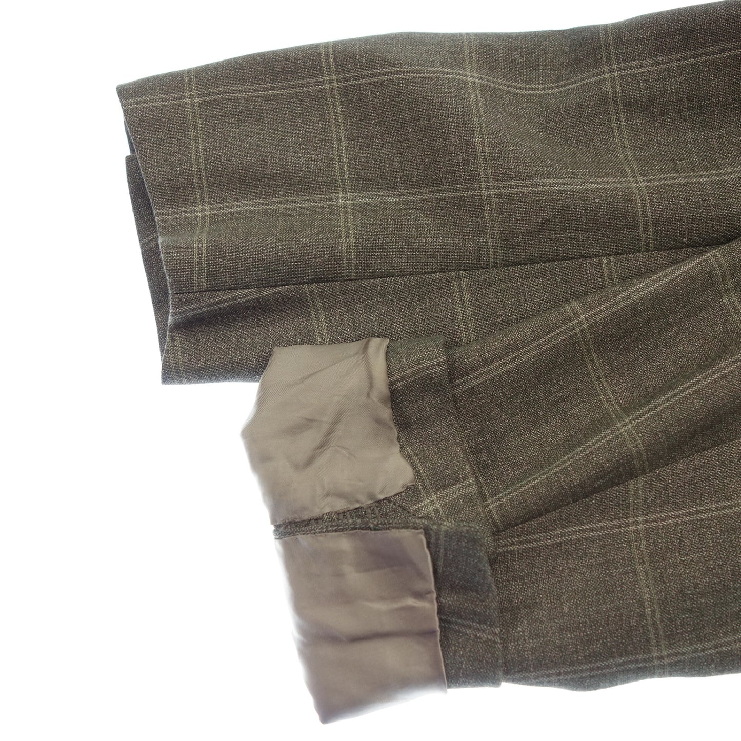 Good condition◆Belvest jacket 3B check wool &amp; linen men's brown size 48 Belvest [AFB45] 