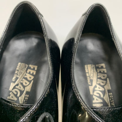 サルバトーレフェラガモ  レザーシューズ プレーントゥ エナメル ブラック サイズ 7.5EE SalvatoreFerragamo 約25.5cm【AFC42】