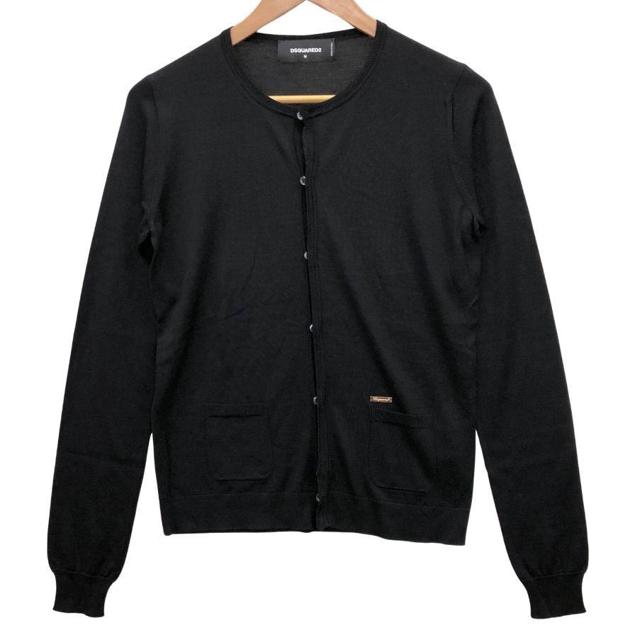 極美品◆ディースクエアード カーディガン シルク100% レディース サイズM ブラック S75HA0522 S15155 DSQUARED2 【AFB28】