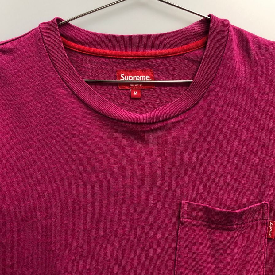 美品◆シュプリーム ポケット Tシャツ マゼンタ レディース Mサイズ ピンク系 supreme 【AFB44】