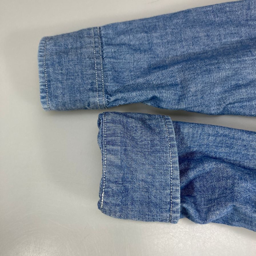 美品◆ブライスランズ×アスコット チャン シャンブレー 長袖シャツ メンズ サイズL ブルー Bryceland's  Ascot Chang 【AFB44】