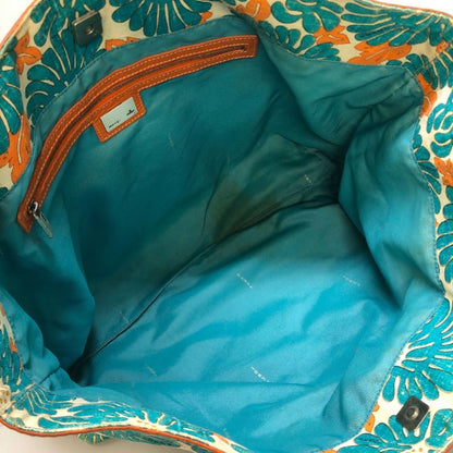 フェンディ キャンバス 花柄 ハンドバッグ ブルー FENDI【AFE4】