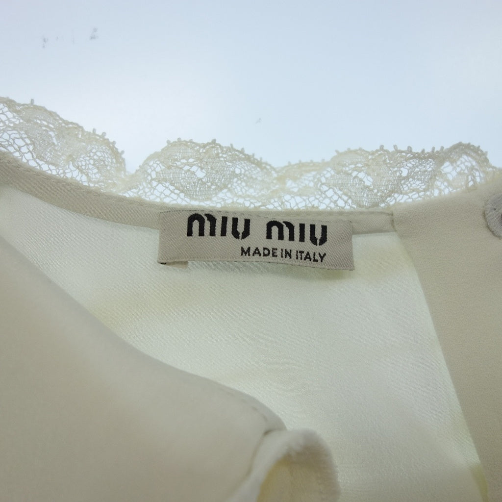 状况良好 ◆ Miu Miu 衬衫 白色 15AW 尺码 40 AMM1 2015 302 女式 miumiu [AFB22] 