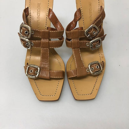 エンポリオアルマーニ レザーサンダル シルバーバックル レディース サイズ37 EMPORIO ARMANI 約23.5cm【YB6】