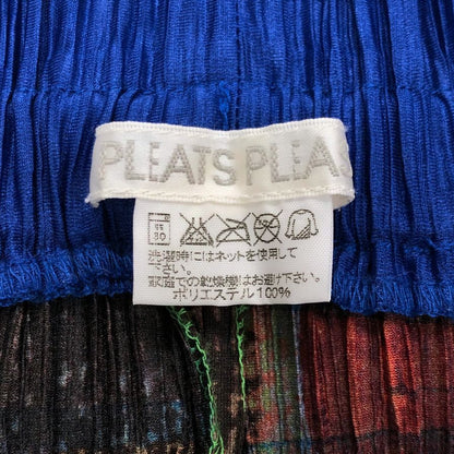 プリーツプリーズ イッセイミヤケ パンツ 総柄 マルチカラー ブルー系 レディース サイズ3 PP23-JF622 PLEATS PLEASE ISSEY MIYAKE 【AFB16】