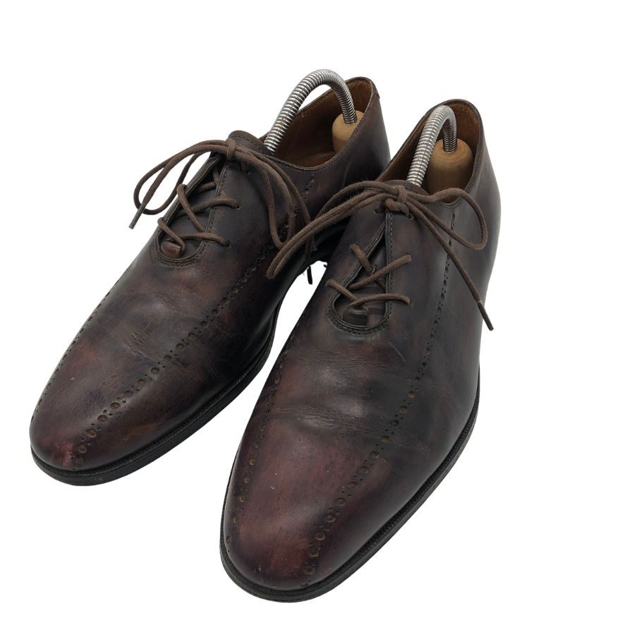 ベルルッティ ホールカット レザー メダリオン パティーヌ メンズ ブラウン サイズUK6.5 Berluti 約25.5cm【PTM4】