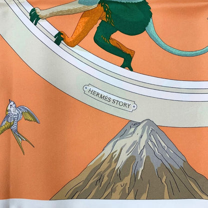 エルメス カレ90 HERMES STORY エルメス ストーリー シルク オレンジ系 レディース HERMES【AFI20】