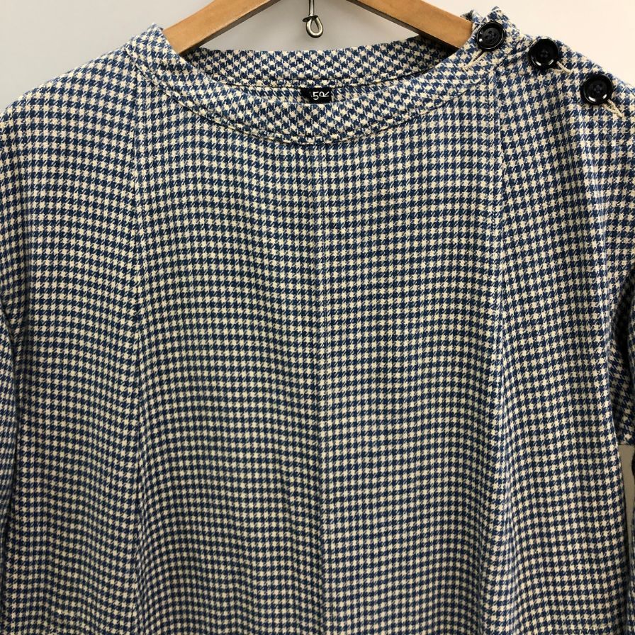 極美品◆フォーティファイブアール ワンピース インドネル ロング丈 チェック ブルー サイズ表記なし 45R 【AFB37】